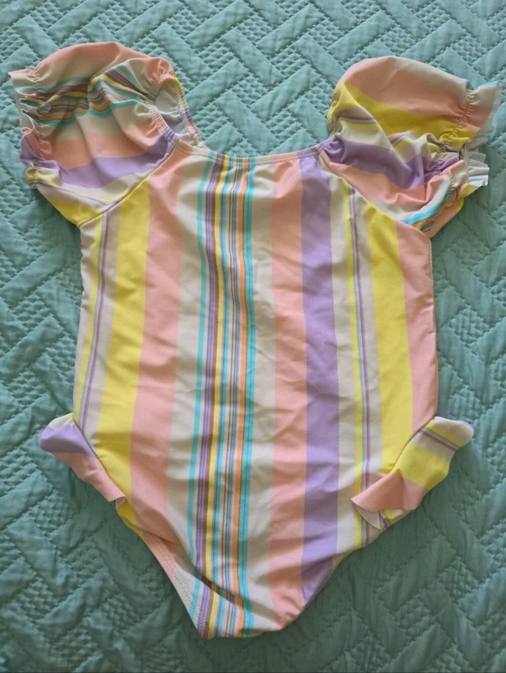 Kids Pastel Rainbow Stripe One-Piece Swimsuit